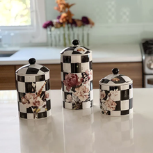 Load image into Gallery viewer, K-PJCB-L Porcelain Checkered Jar Large
