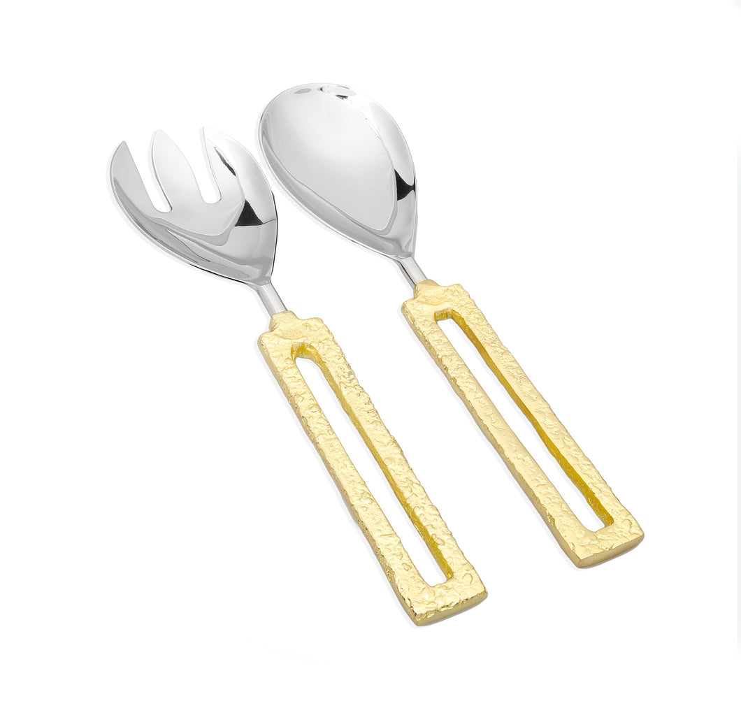 TPSS1090 Salad Servers with Square Gold Loop Handles