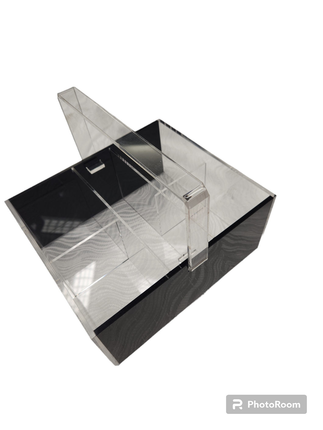 Lucite Cutlery Holder Black Accent