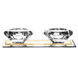 J-CTLH-2-GD Tealight Holders with Gold Lines on Mirr