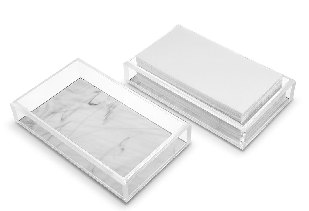 NTGM Guest Towel Holder w/ Grey Marble Design W 8.5” L 4.75” H 1.5”