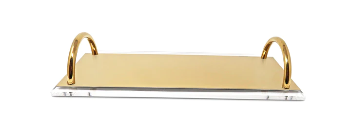 VGT3803 Gold and Acrylic Tray with Handles 16.5