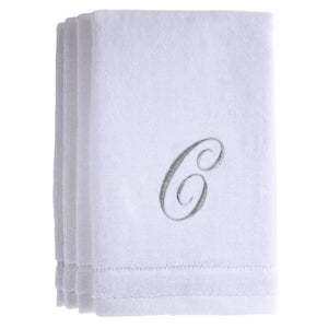 C - Cotton velour monogram towel - White