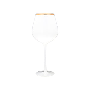 VD-P27-WH Vikko Decor - Platinum, White with Gold Rim, Wine Glass, 27 oz