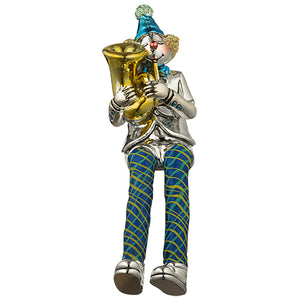 UK46036 Polyresin Clown Figurine With Cloth Legs 12 Cm- Trombone Player