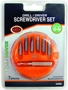DRILL BITS-SCREWDRIVER SET 7pc ASST