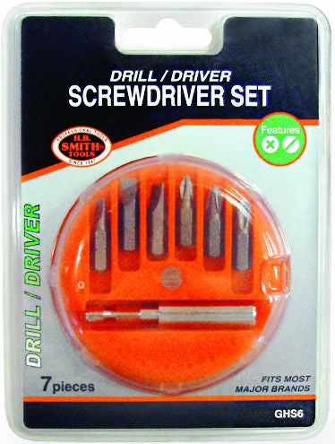 DRILL BITS-SCREWDRIVER SET 7pc ASST