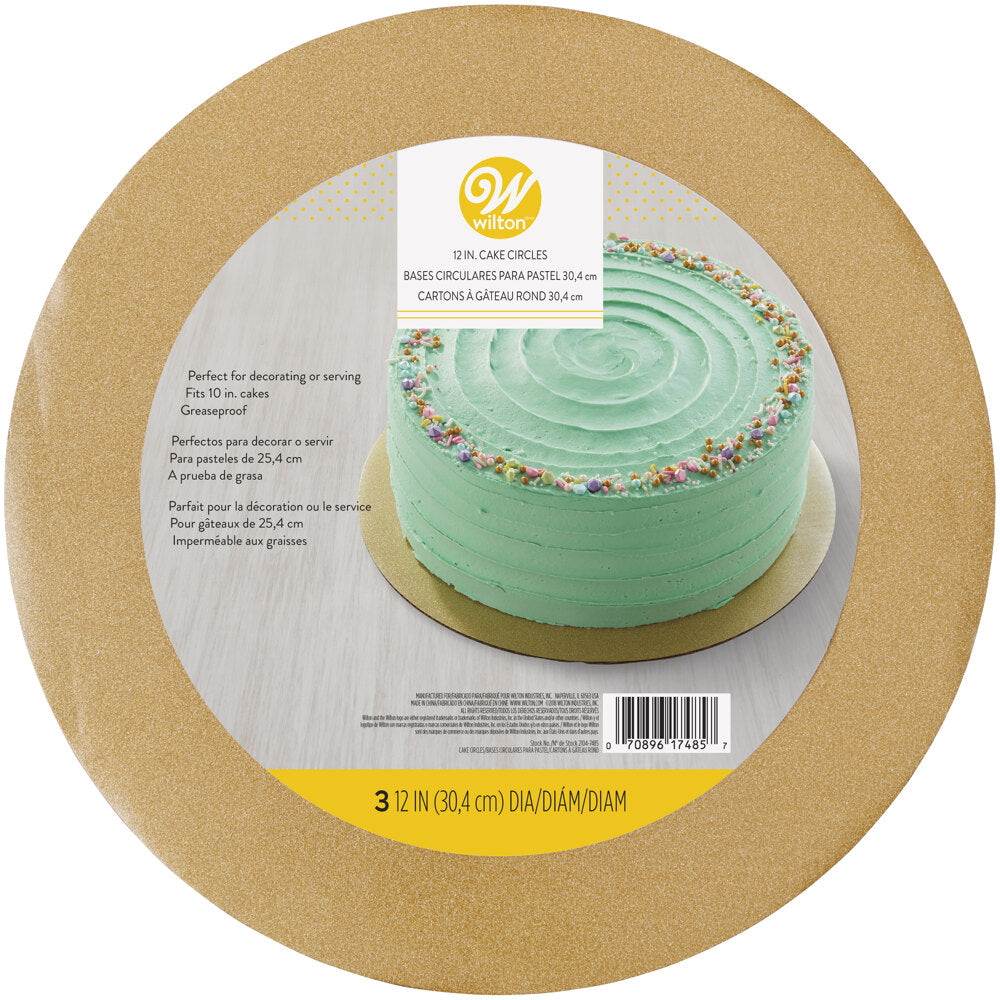 CAKE BOARD GLD  GLTTR 12IN 3CT