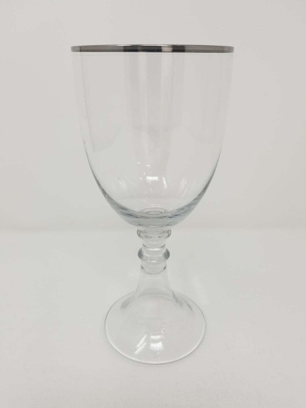 Cherl'e Plateau Goblet Clear Silver Rimm 14 Oz
