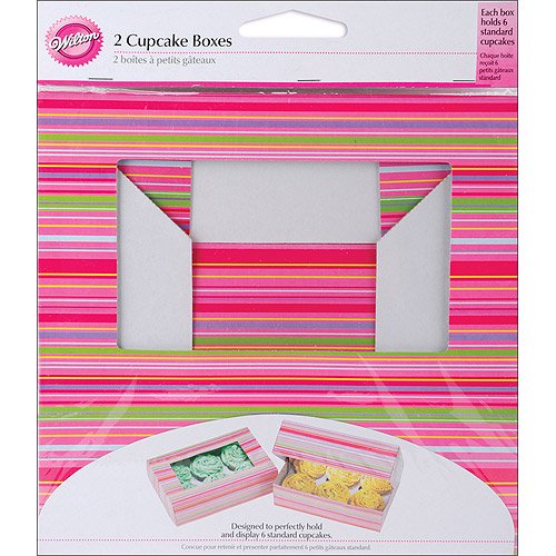 Cupcake Boxes-6 Cavity Snappy Stripes 2/Pkg