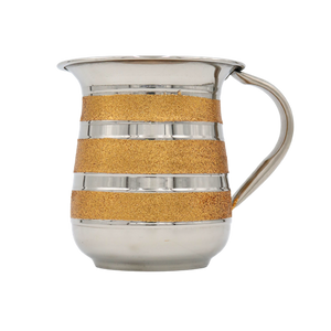 WC885 Wash Cup Stainless Steel With Gold Glitter Strip - 5.5"H