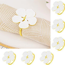Load image into Gallery viewer, TAJ Designs Golden White Flower Napkin Ring
