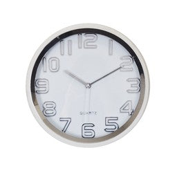 XK508 12" ROUND SILVER FINISH WALL CLOCK