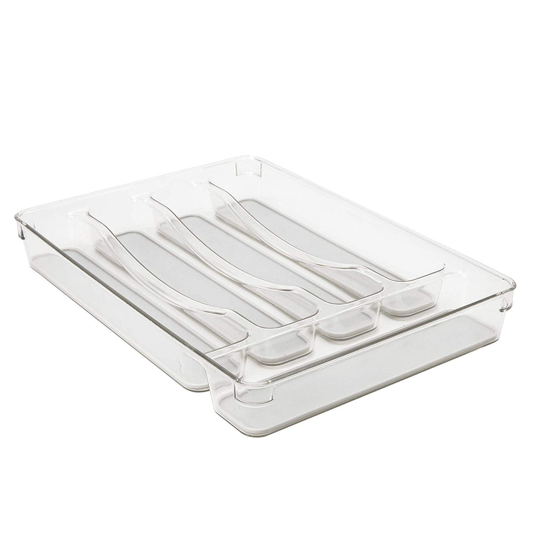 5 Compartment Clear Cutlery Tray W. Grey Non Slip Interior
