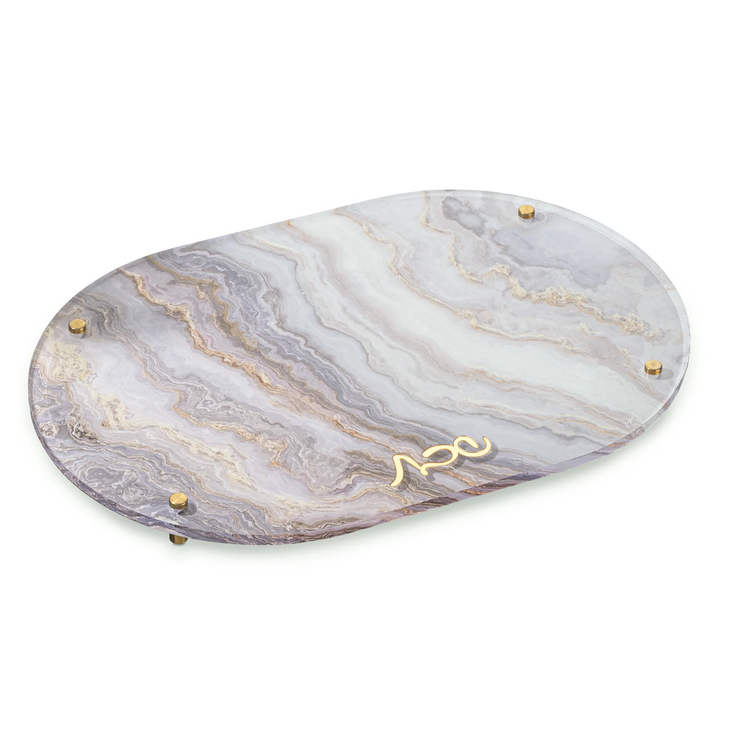 HN-TR-AG-1 Hadlokas Neiros Tray - Agate - Taupe