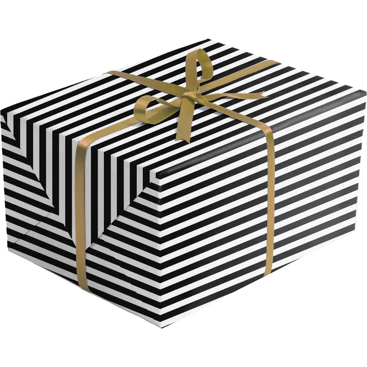 Black White Stripe Gift Wrap - Roll