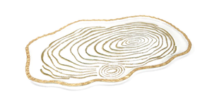 VT9761 Glass Oval Tray Gold Grained