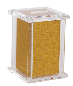 59586 Acrylic Tzedakah Box With Poles Gold 5 x 3"