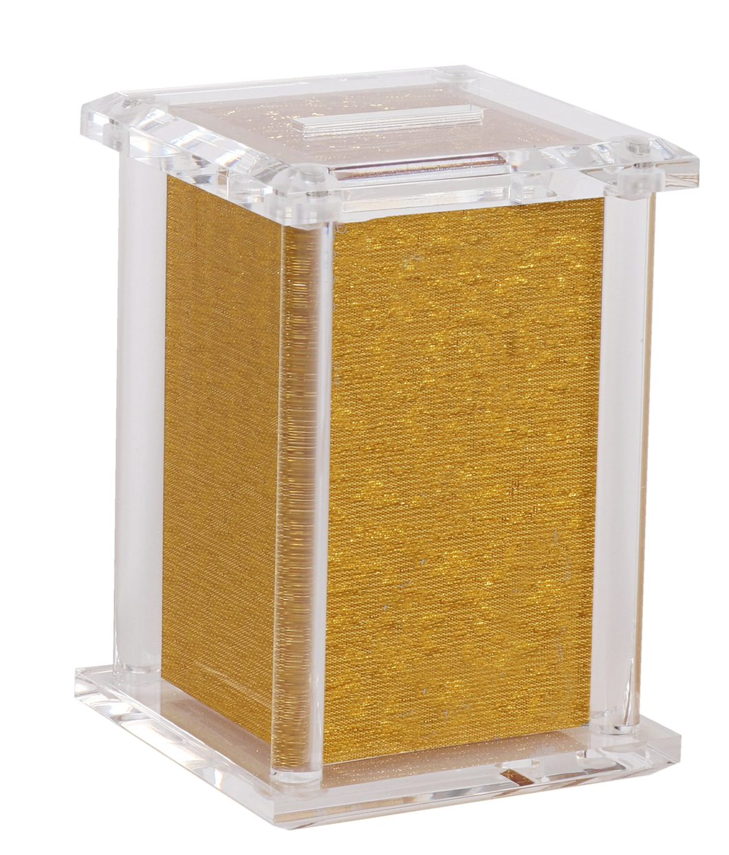 59586 Acrylic Tzedakah Box With Poles Gold 5 x 3