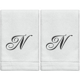 MWN-07203 N - Cotton velour monogram towel ) - White/Black