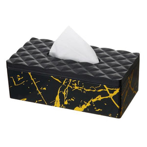 1237 Tissue Box Black W/ Gold Marble Printing 10 x 5.1 x 3.6 inches