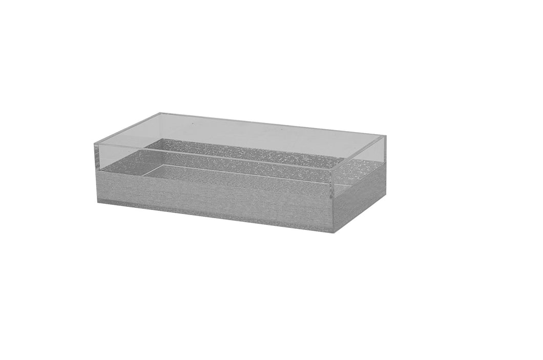 1620-S Napkin Holder Lucite Silver Rectangular