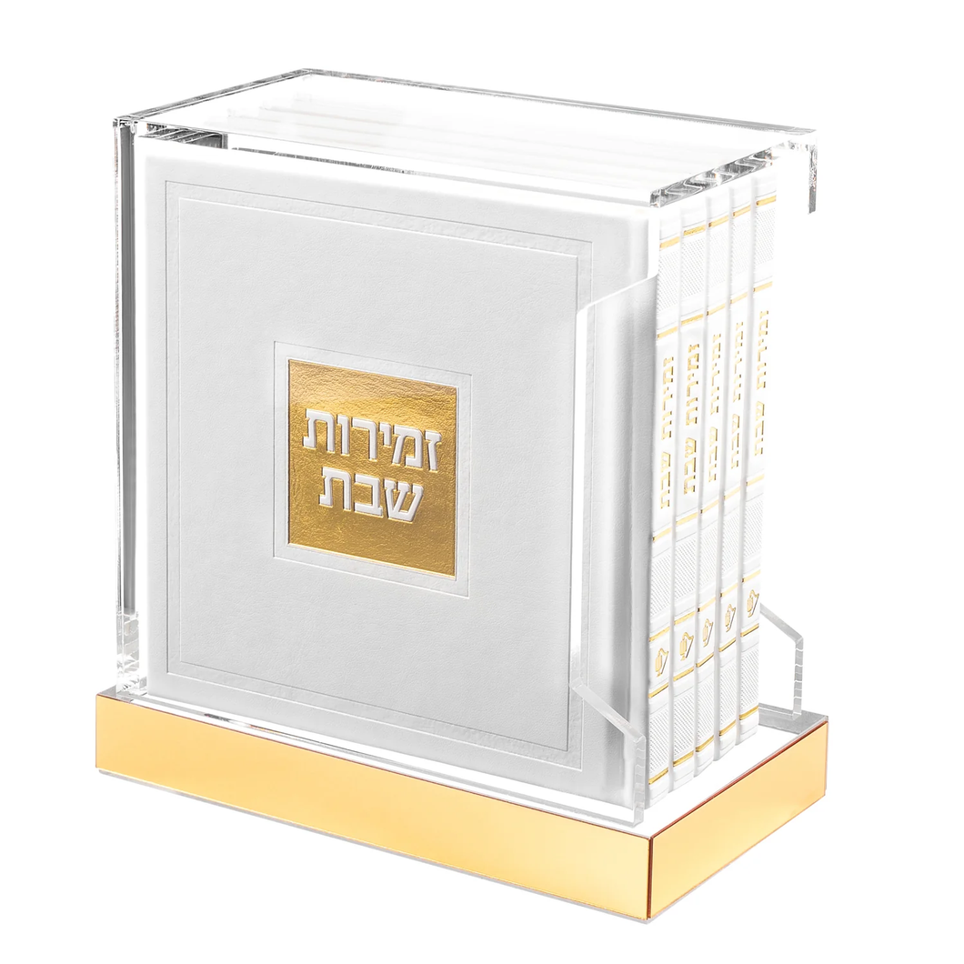 BE-PU-HC-W/GO Bencher Set - Hard Cover Leather Books - White & Gold Holder