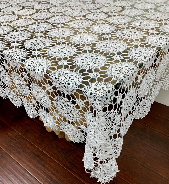 Bee Hive With Crochet Tablecloth