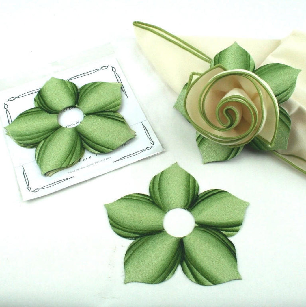 Set Of 4 Bouquet Napkin Ring-Mint Pine