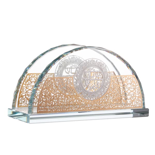 183069 Crystal Napkin Holder with Gold Plate 5.5