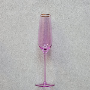 VD-P8-LI Vikko Decor - Platinum, Lilac with Gold Rim, Champagne Flute Glass, 8.5 oz