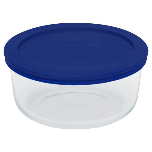 Pyrex 4 Cup Round Blue Cover
