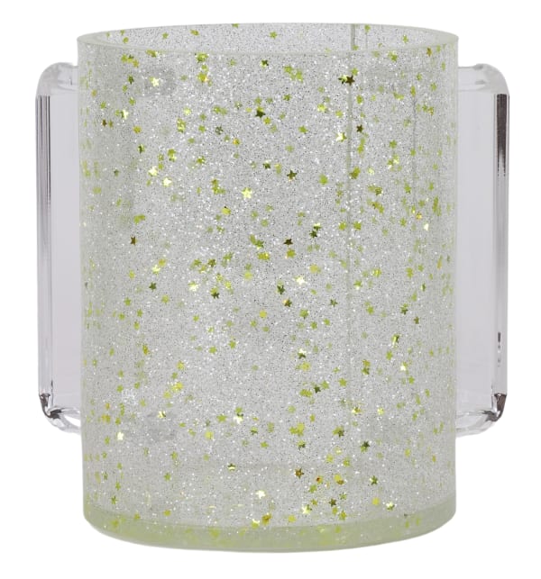 59980 Acrylic Wash Cup With Gold Glitter And Stars - Clear Handles