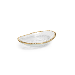 CH-5763 Clear Textured Bowl with Jagged Gold Rim - Small