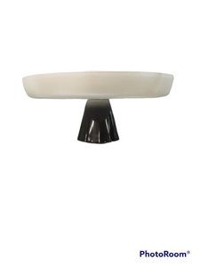 CP3564 White Glass Cake Plate on Black Stem