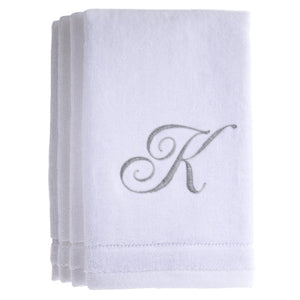 K - Cotton velour monogram towel - White