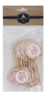 18 Pink Round "Its A Girl" Toothpicks For Cake Decarotion