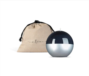 4 INCH HIGH GLOSS METALLIC CANDLE SPHERE - BLACK/SILVER