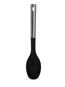 Millvado - Nylon Utensils SS Handle, Solid Spoon, Black,13.5