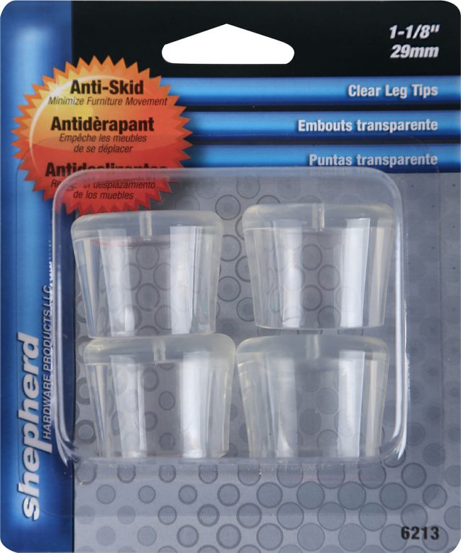 LEG TIP-PLASTIC-#6-CLEAR-1 1/8