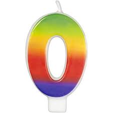 Wilton W2811-1039 Rainbow Candle, Numeral 0