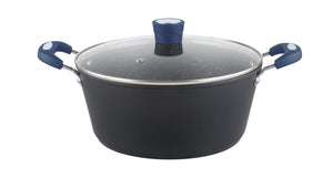 Millvado - Rainbow Non Stick Pot /W Glass Lid, Soft Grip Handle, Blue 2.5 Qt