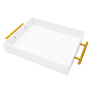 VS-12-16W Vikko Serving - Acrylic Tray White with Gold Handle