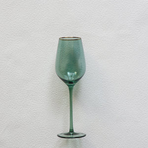 VD-P13-GR Vikko Decor - Platinum, Green with Gold Rim, Wine Glass, 13.5 oz