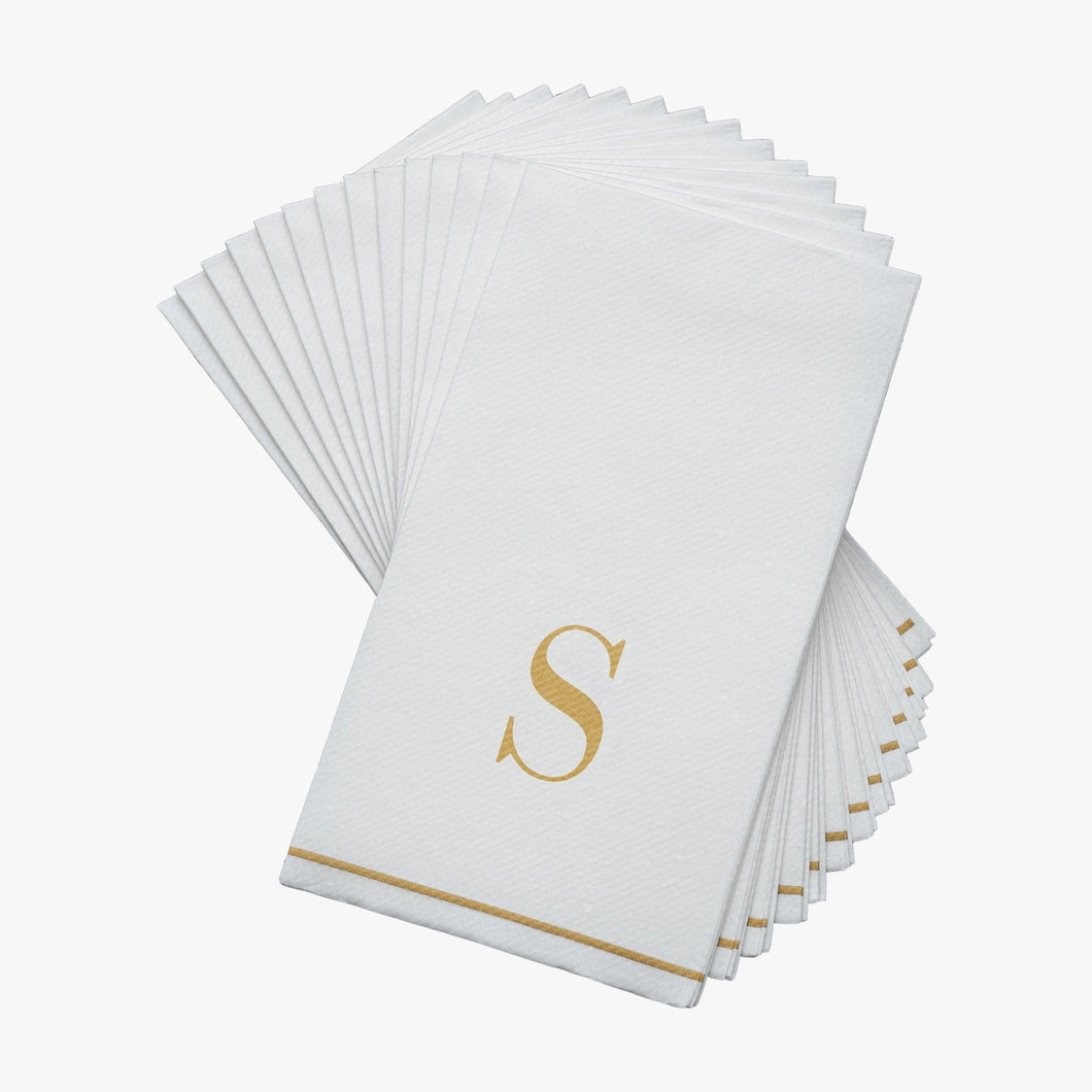 14 PK White and Gold Guest Paper Napkins  -S