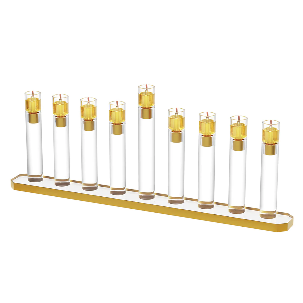 MNT01G Tube Menorah - Gold