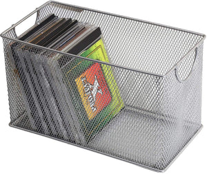 Ybm Home Mesh Storage DVD Box, Silver Mesh Great for School Home or Office Supplies, Books , Dvd's Computer Discs and More #2318