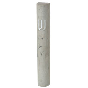 24123 Polyresin "Cement" Mezuzah 12 Cm, Light Gray