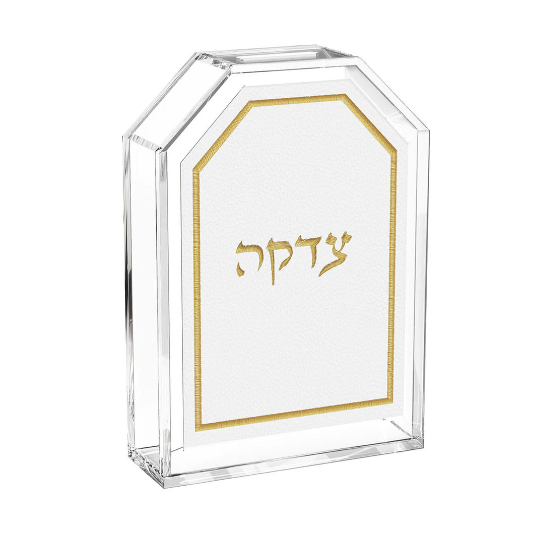 TFTZL01WG Leatherite Tzedakah Box - Gold