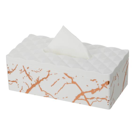 1236 Tissue Box White W/ Gold Marble Printing 10 x 5.1 x 3.6 inches